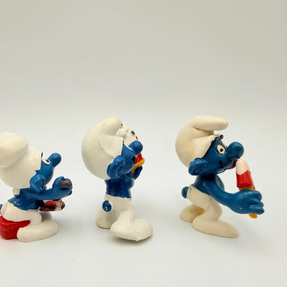 Vintage Schleich Smurfs PVC Figures 1978 1980 1983 Food Theme Lot of 3 Peyo